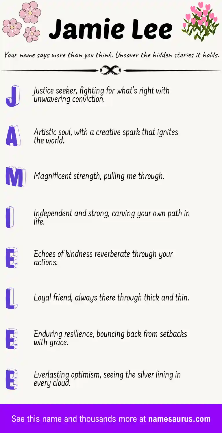 Acrostic poem about Jamie Lee.
